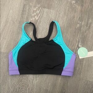 Beautikini Vibrant Black, Turquoise, and Purple sport Bikini Top